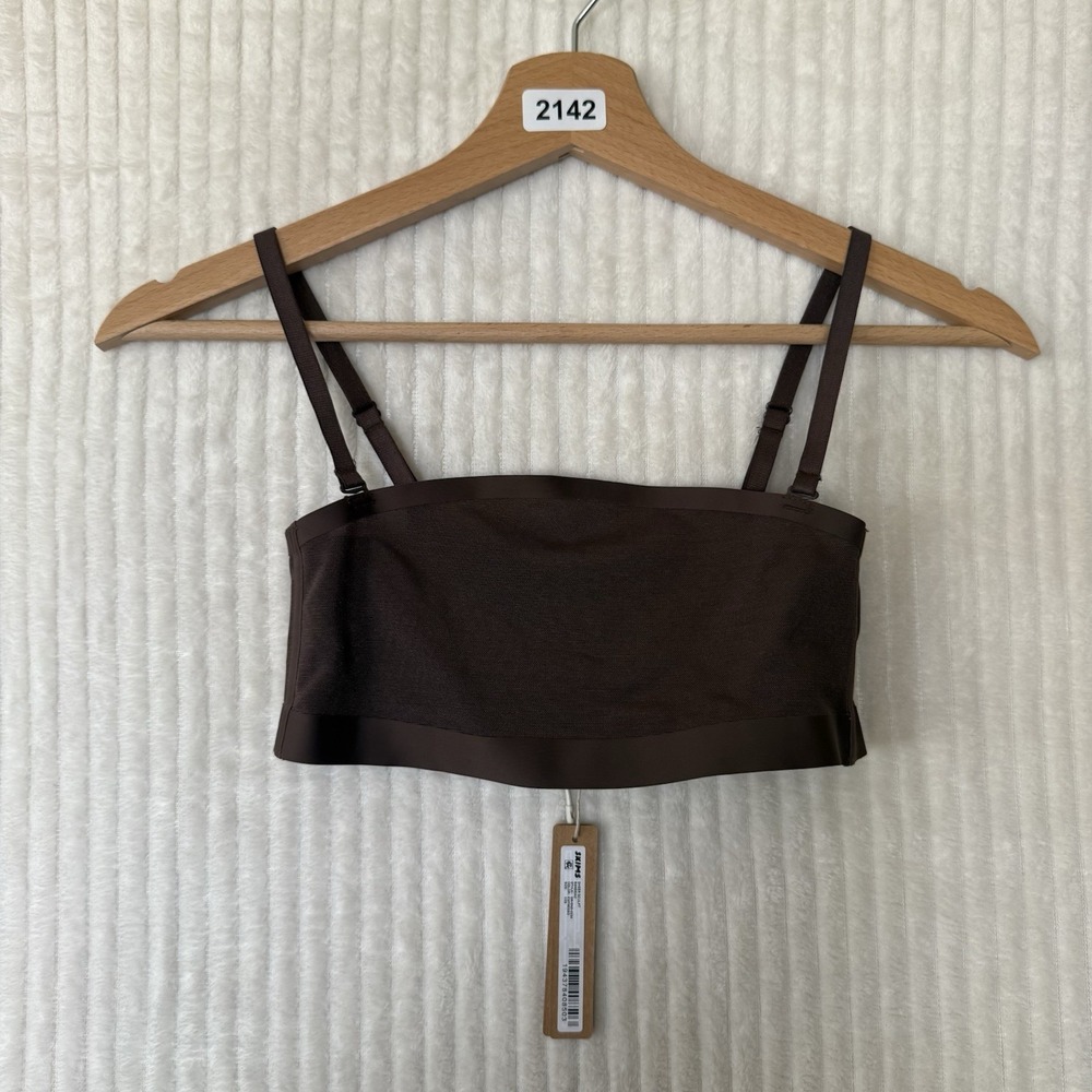 SKIMS Sculpt Bandeau Sheer Multi-way Straps Expresso Brown Size XXS NWT